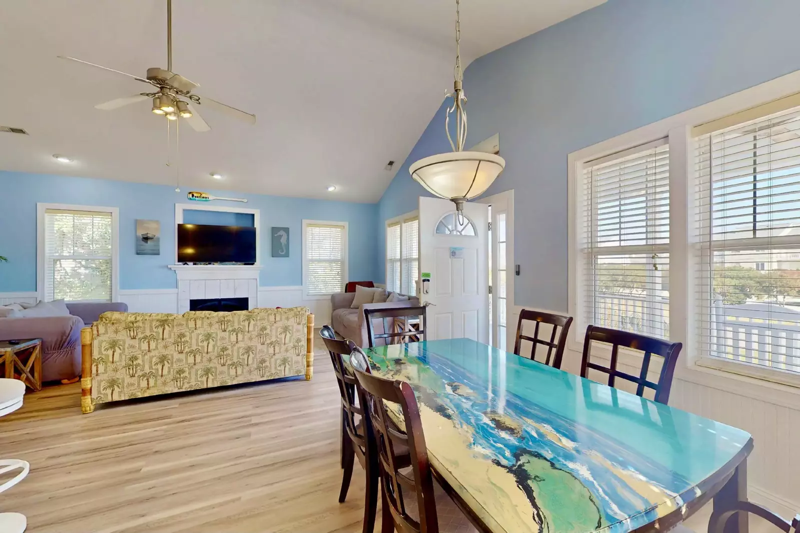 The custom dining table is perfect for family meals