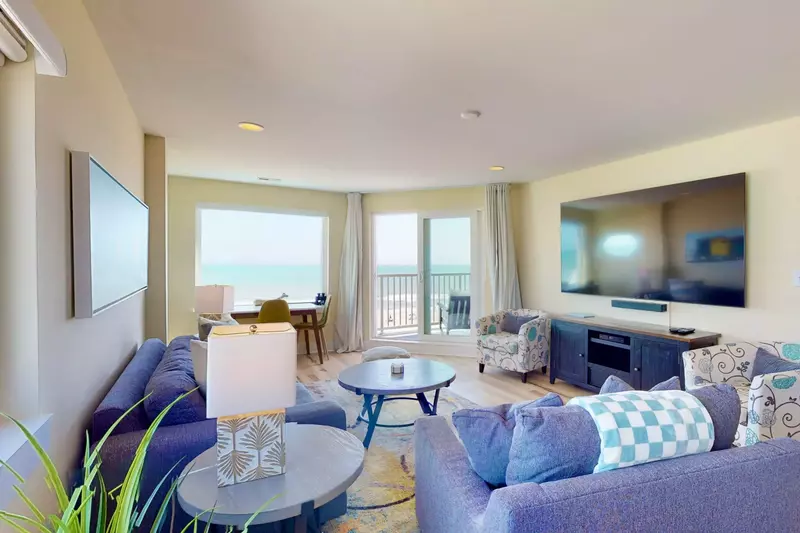 Catch your favorite show on the large flat screen tv in the living room