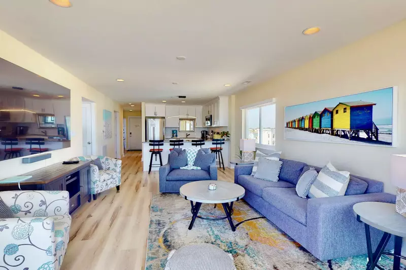 Enjoy a movie or the big game on the large flat screen tv