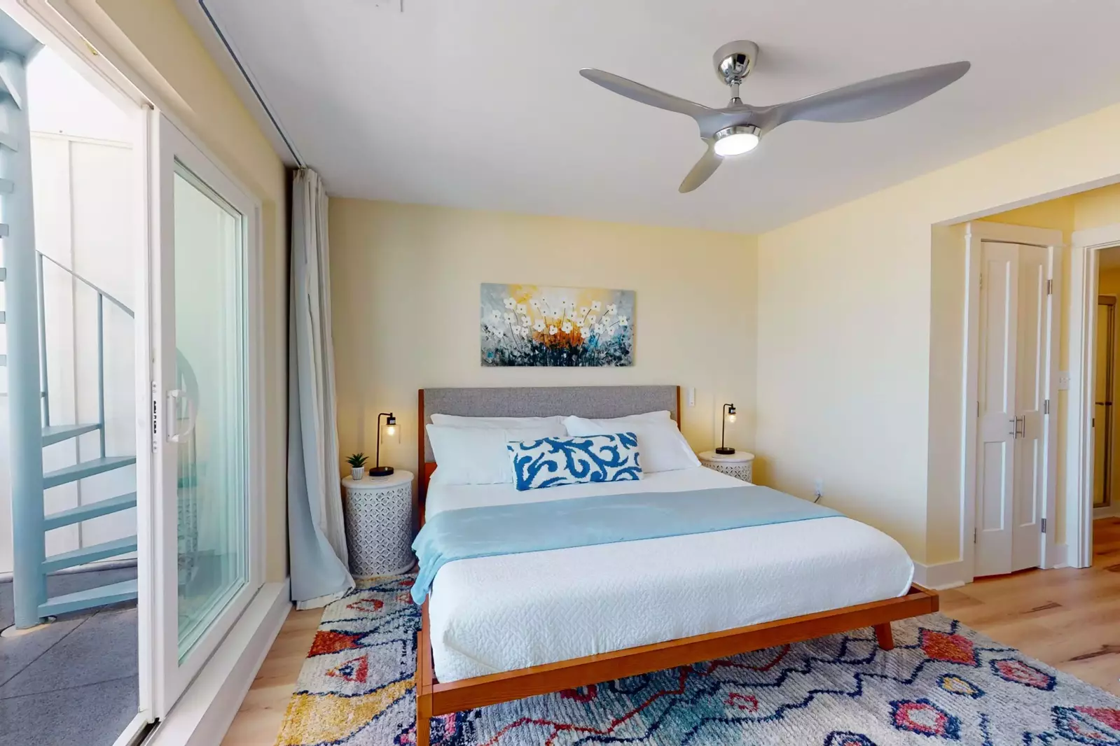 The king size bed and ocean views will have you never wanting to leave Top Deck!