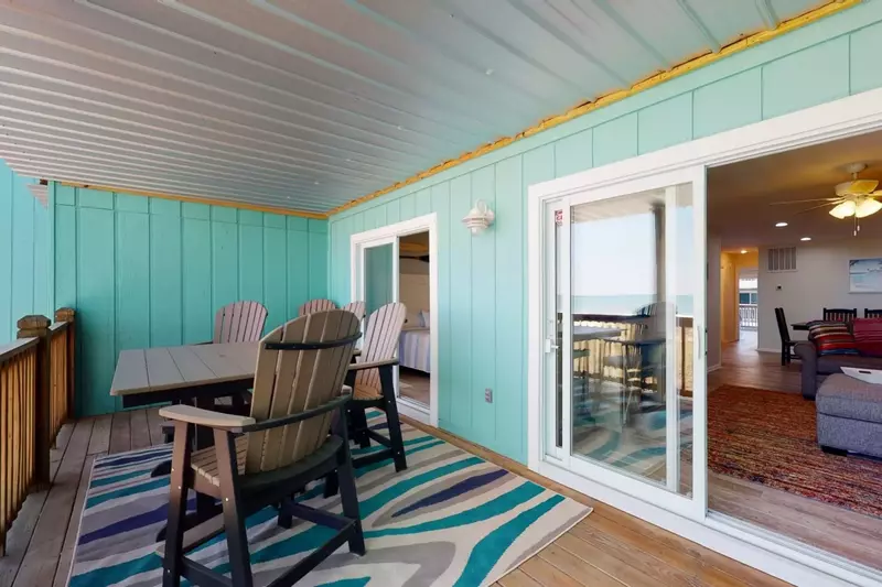 Relax on the deck and enjoy the ocean views while you're eating