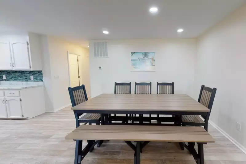 Enough seating for the whole family in this dining room