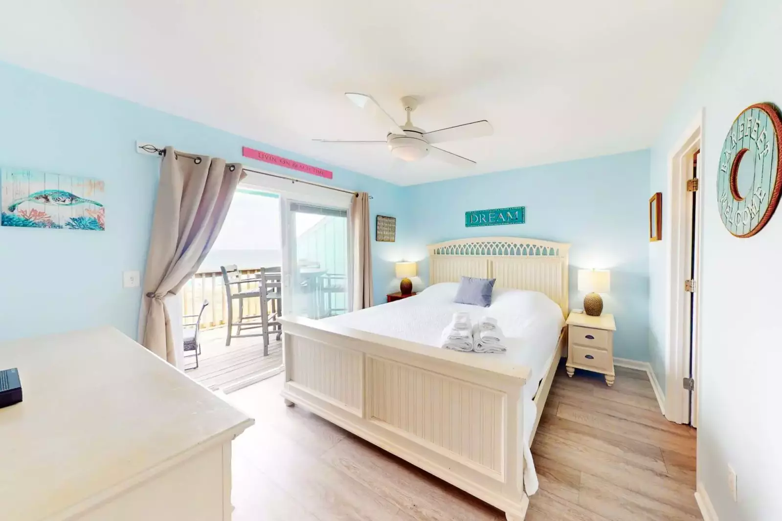 There is plenty of room in the owner suite with a king bed, full en-suite bathroom and walk in closet