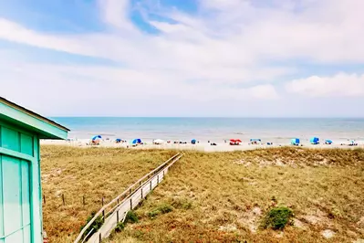 Amazing views from the top floor and a private beach walkway