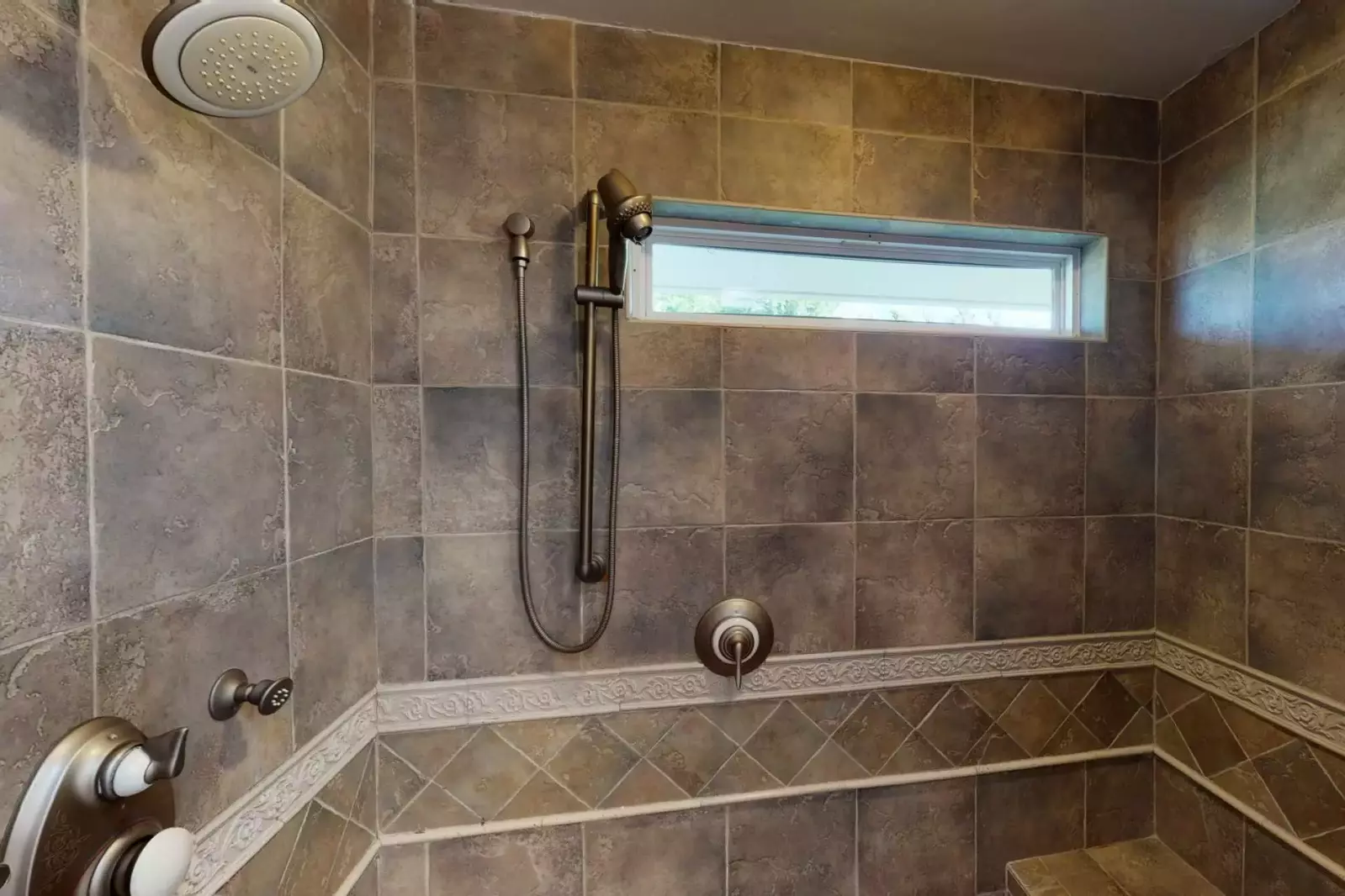 Large tiled shower