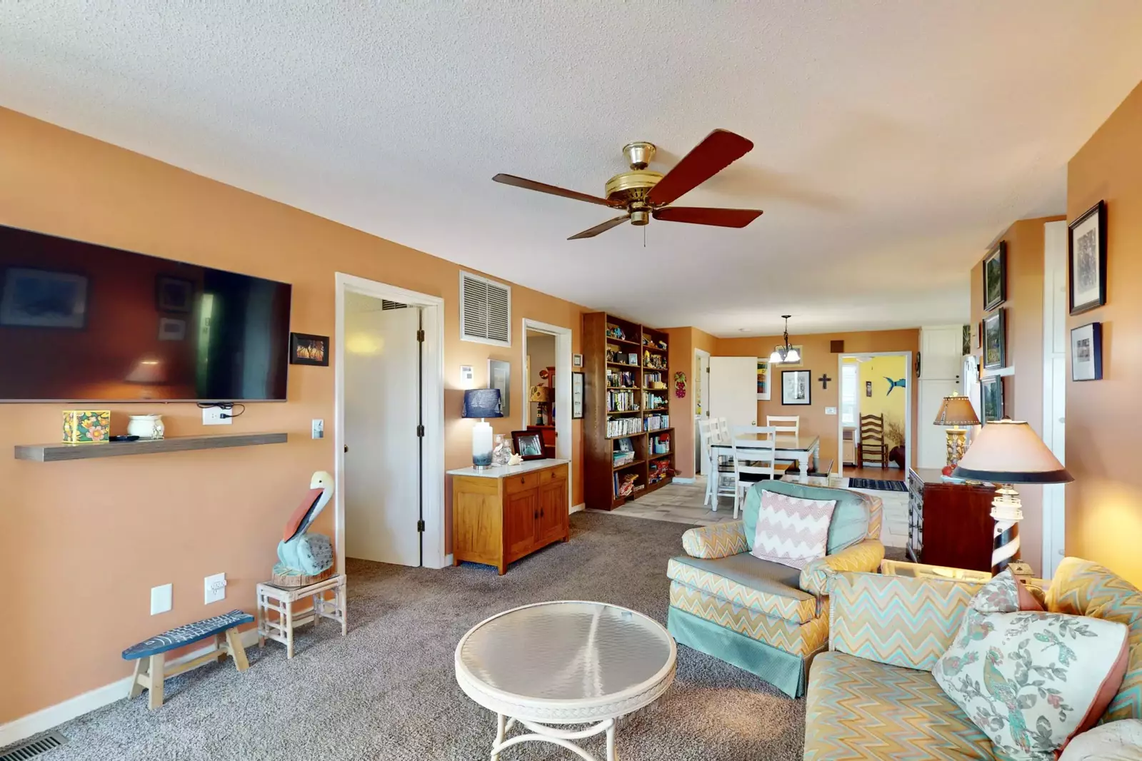 Open concept main living room and dining room