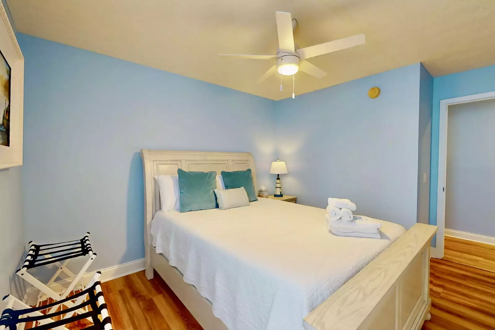 The second bedroom has luggage racks for easy access to your suitcases