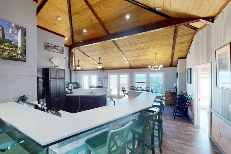 Vaulted ceiling, plenty of windows with ocean views and an open floor design