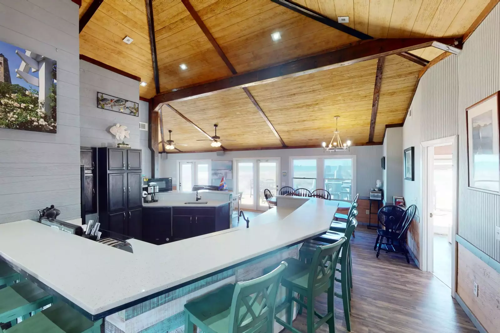 Vaulted ceiling, plenty of windows with ocean views and an open floor design