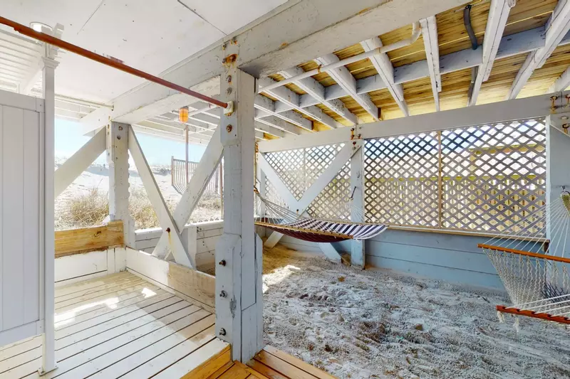 Shower and hammocks downstairs