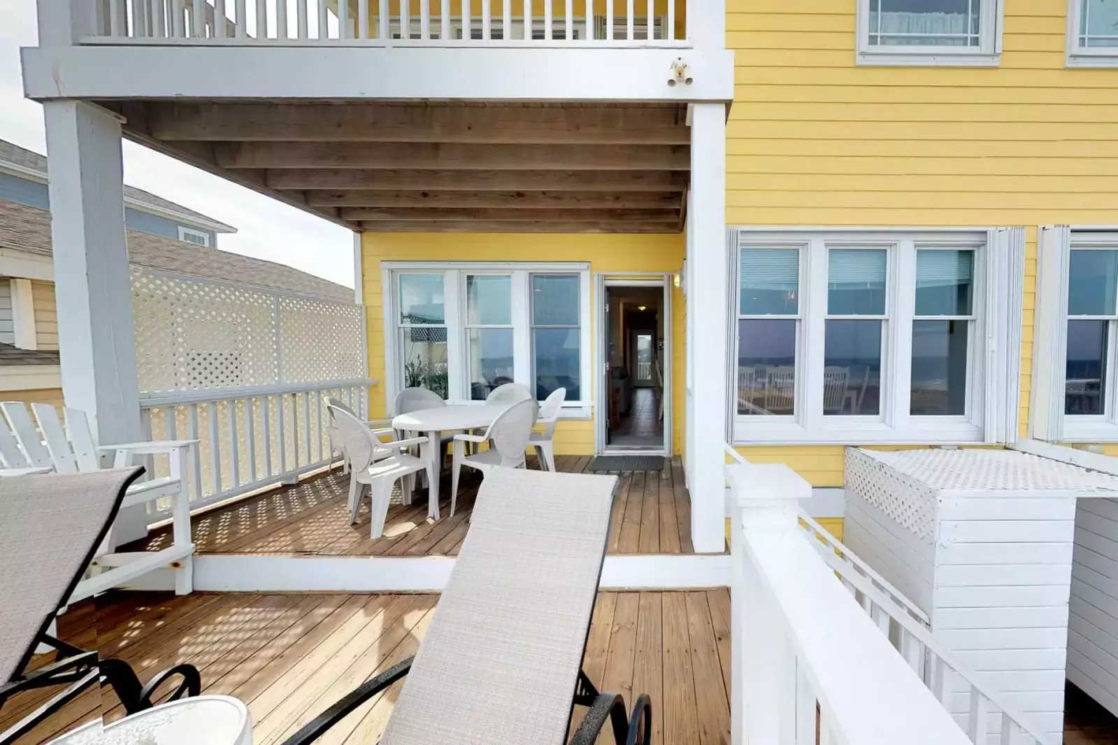 Spacious deck right outside of the kitchen and living area