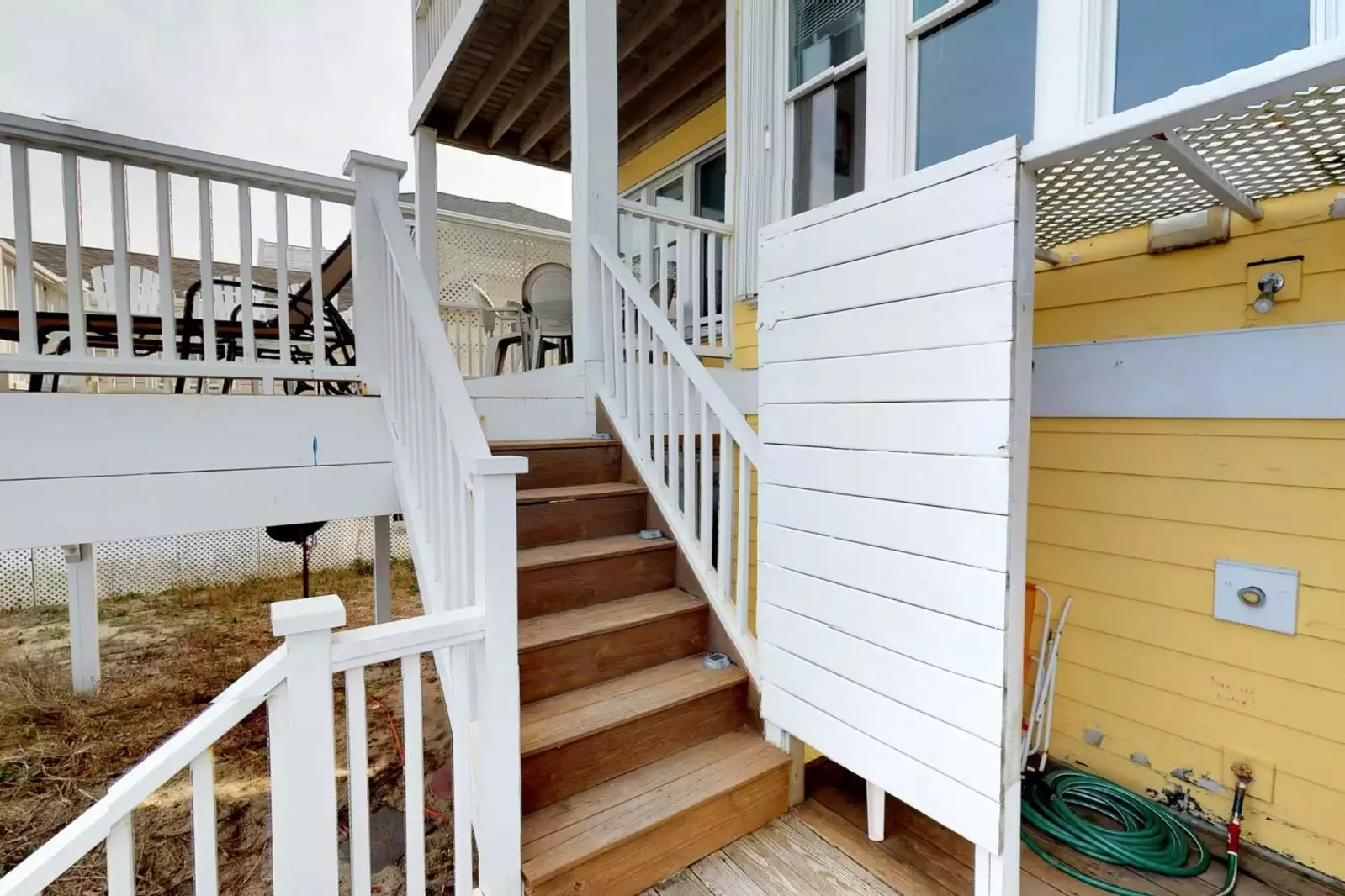 Access to beach from main deck.  Outdoor shower with area to hose down beach bodies and amenities