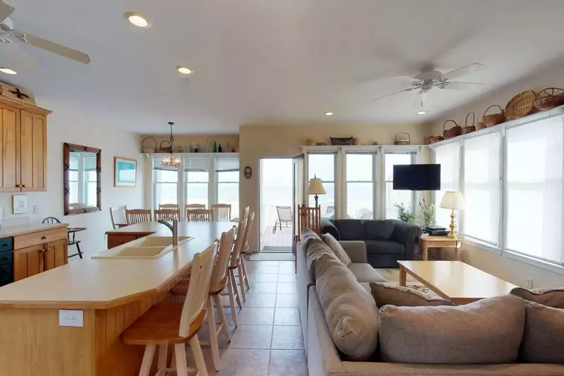 Spacious kitchen and living area