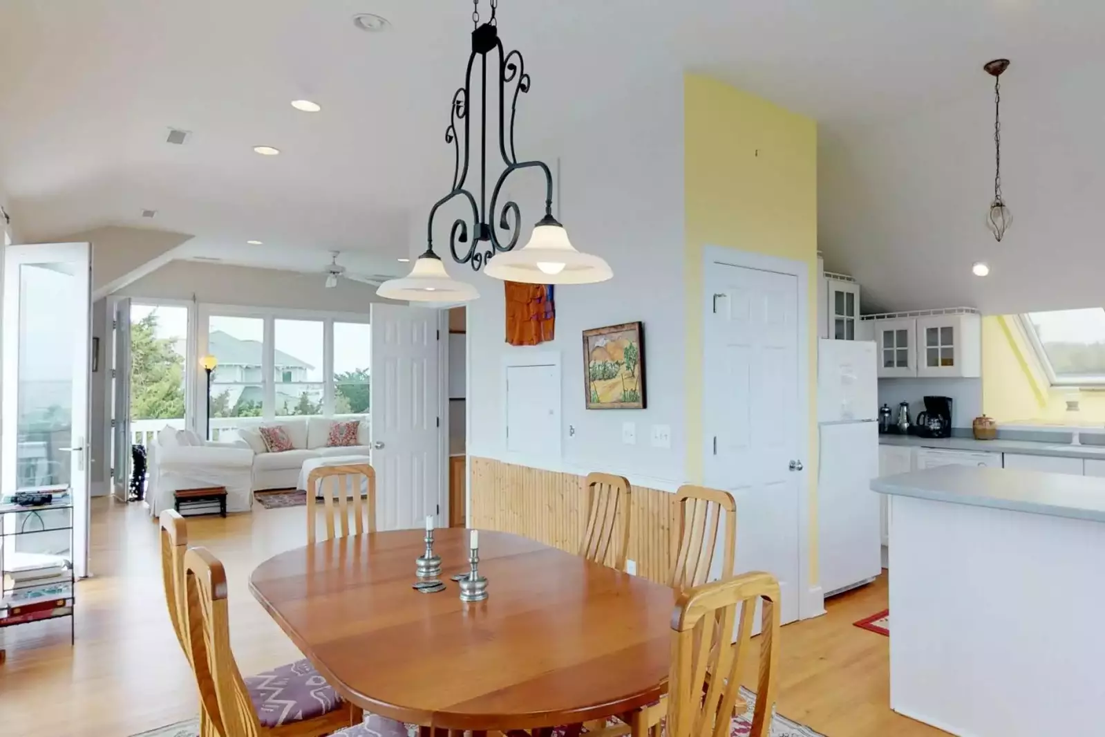 Large dining table with views