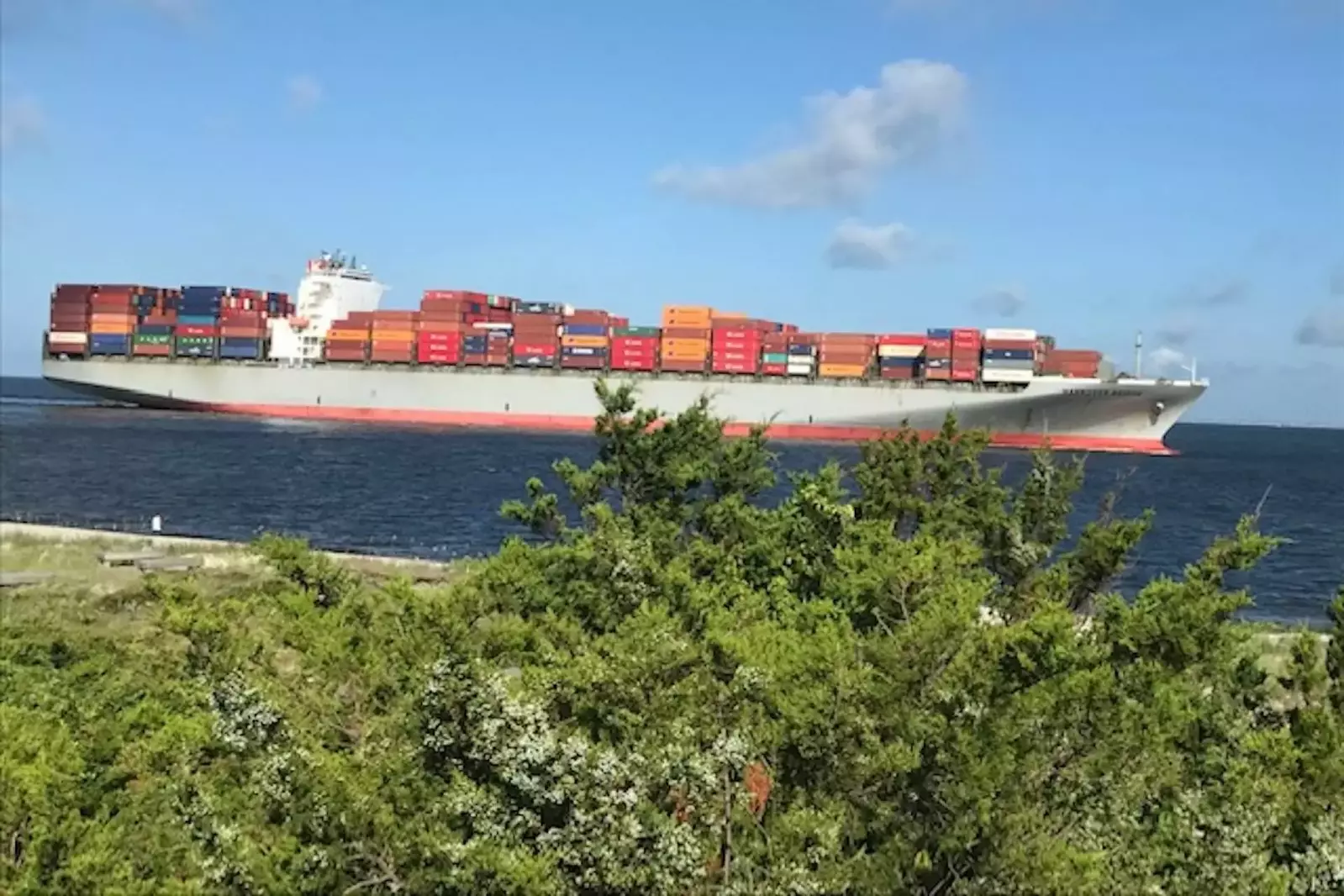 At this property, you can view large ships passing by from the top deck