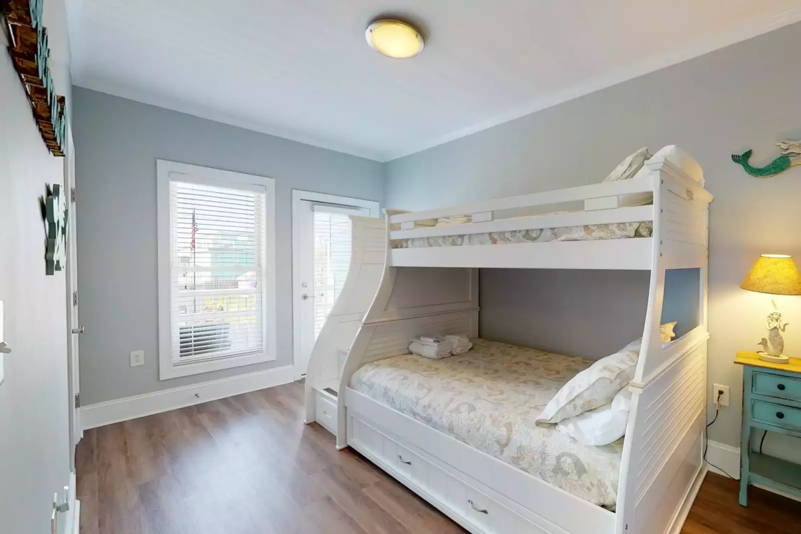 Great bunk room with a mermaid theme on the 1st floor for the kids