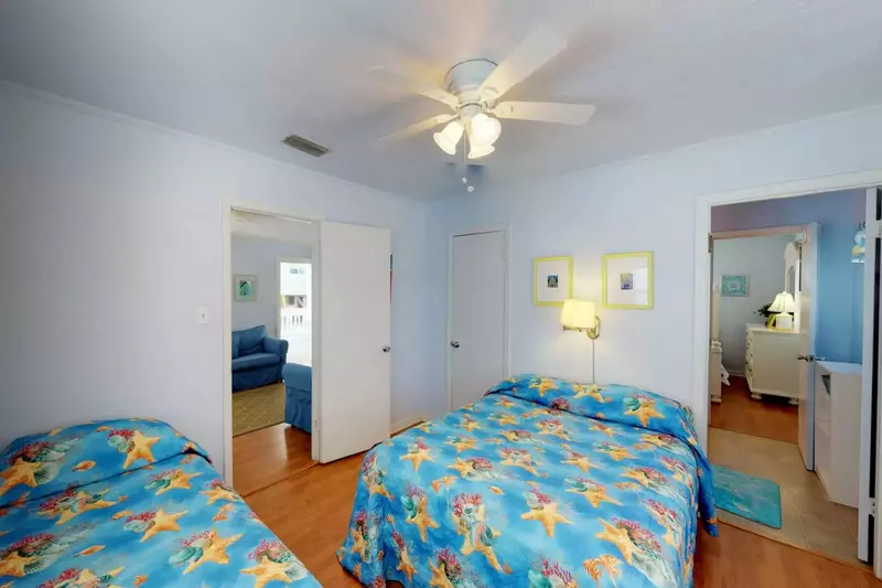 The second bedroom has a full and a twin bed.