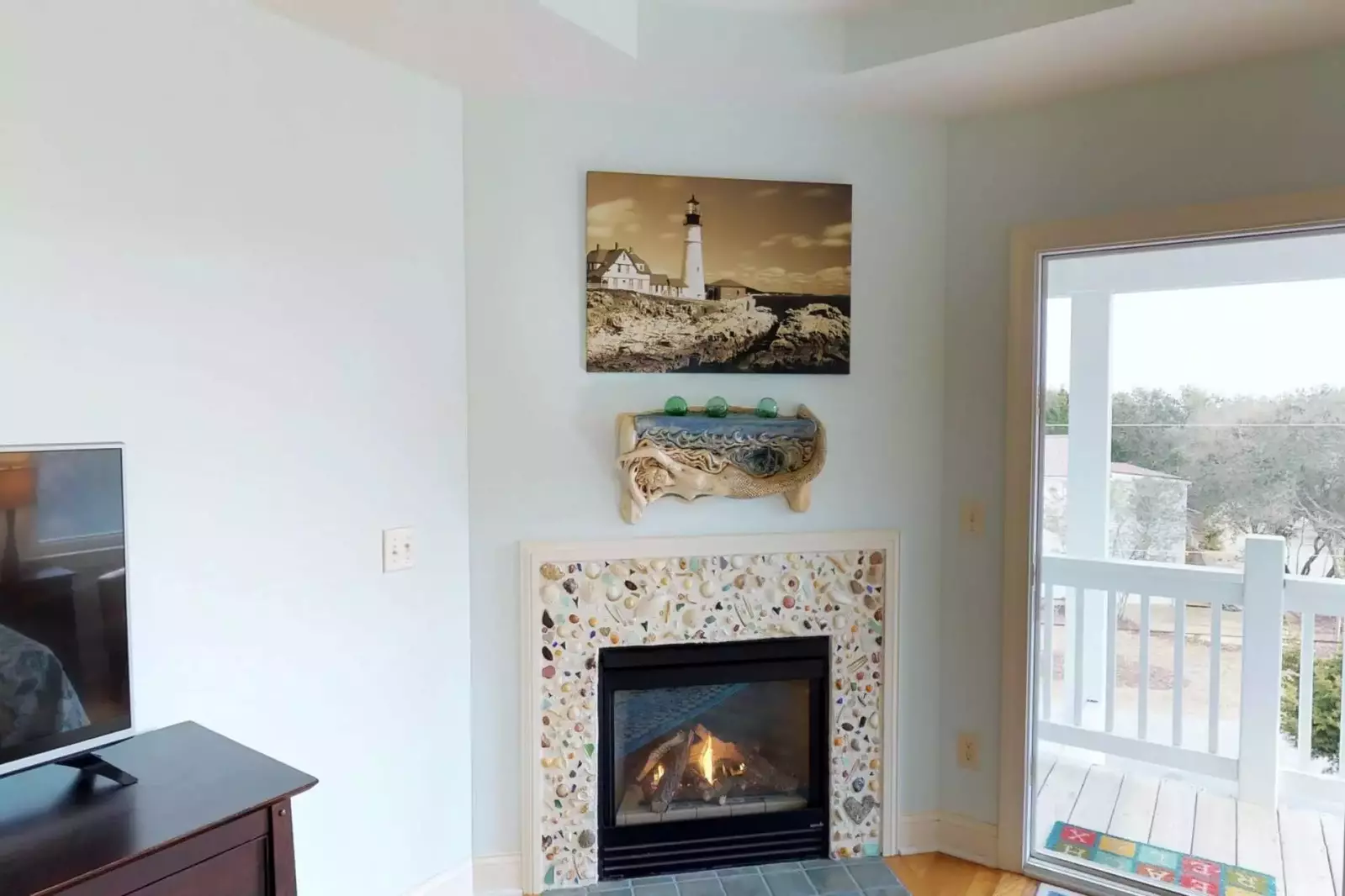 Custom fireplace in main master bedroom