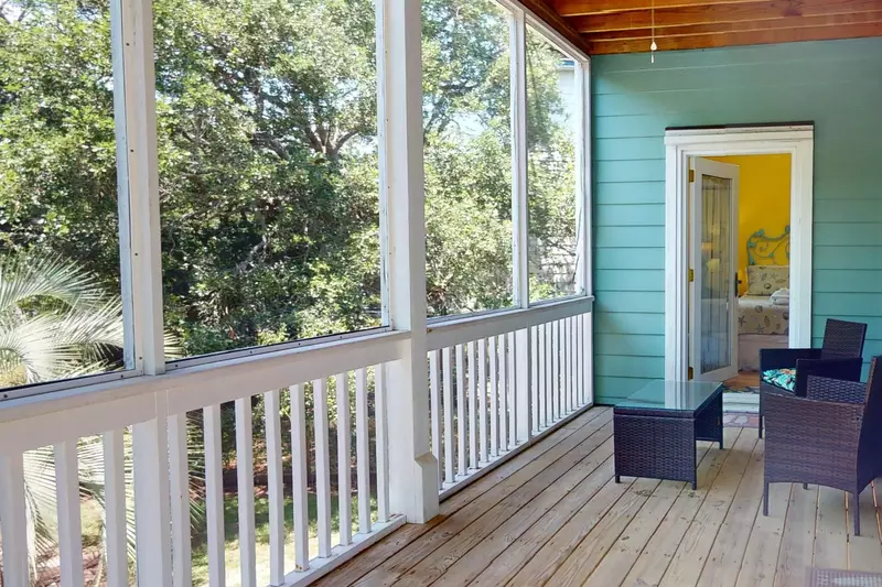 This screened deck will provide a respite from the sun