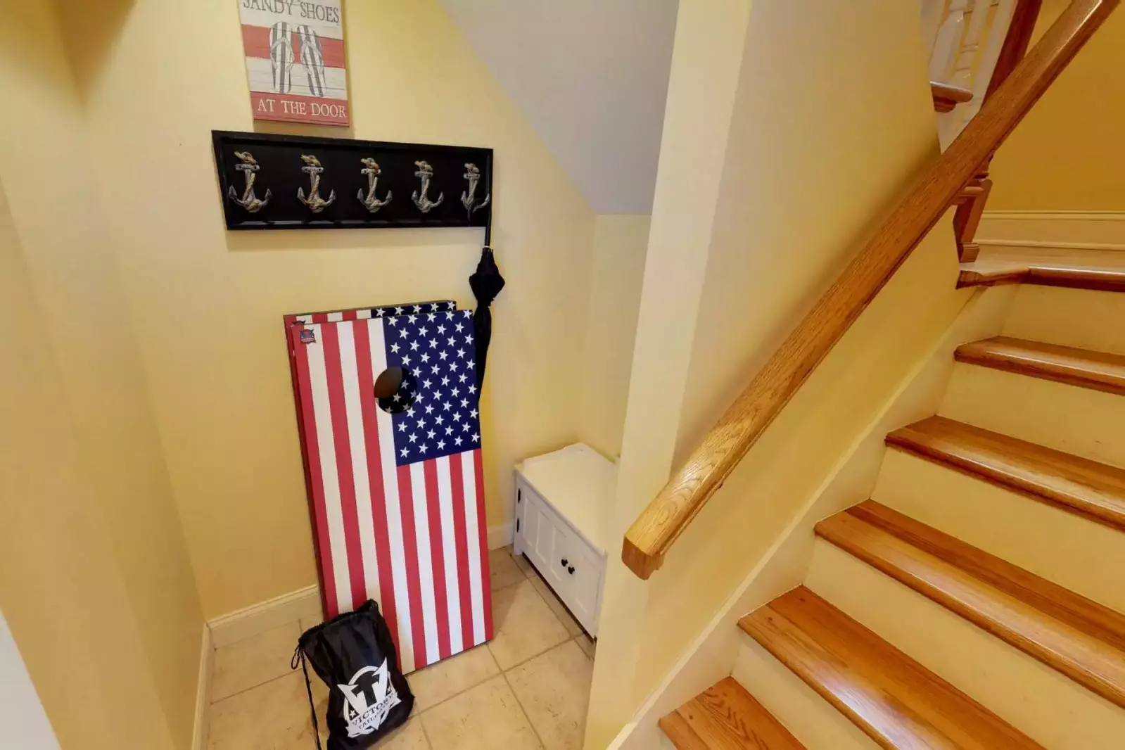 Tranquility Base owners have provided a USA themed cornhole game to use while enjoying the outdoors