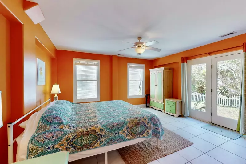 Private first floor bedroom has a king bed and it's own full bathroom