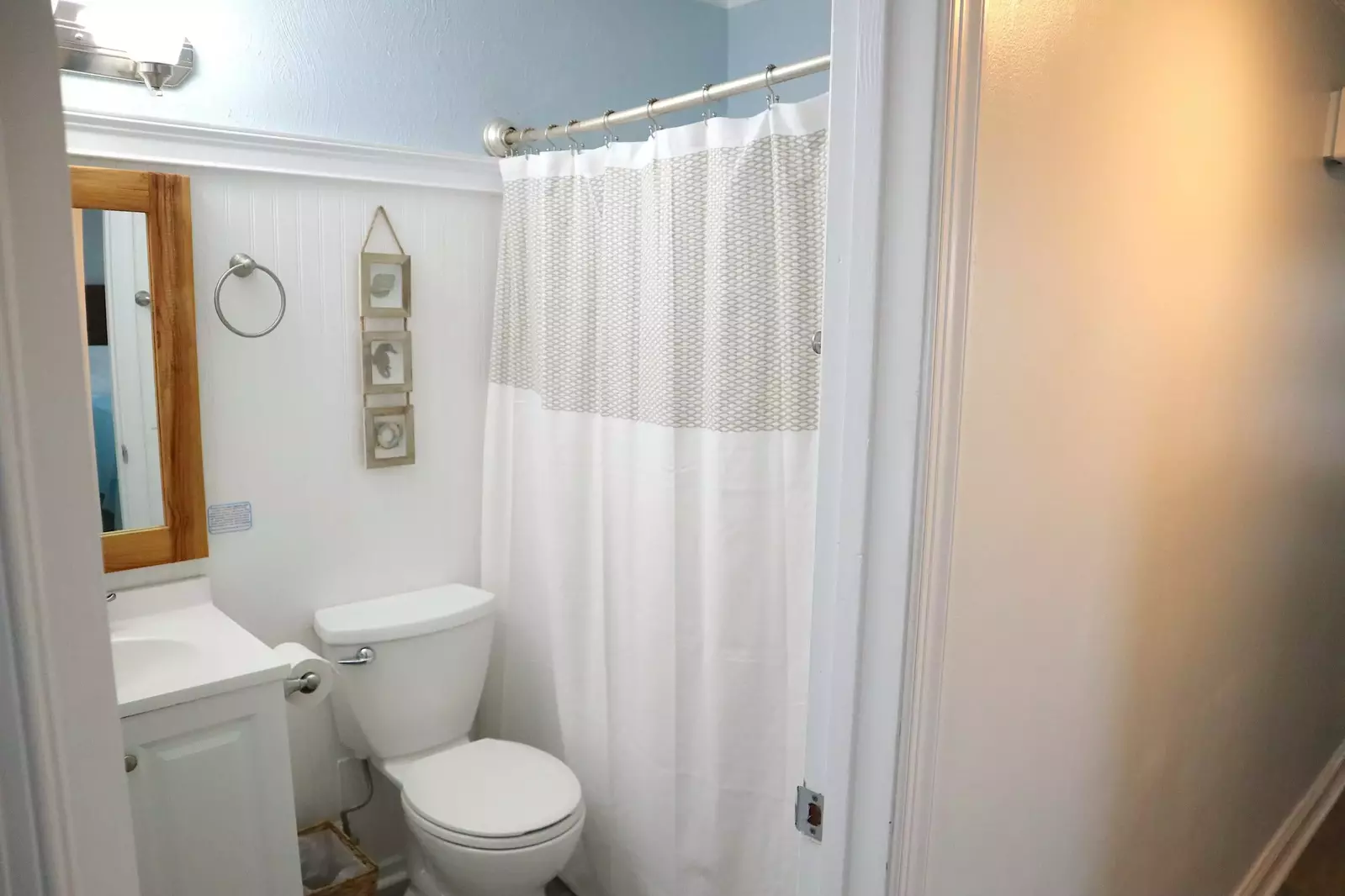 The hall bathroom, with a tub