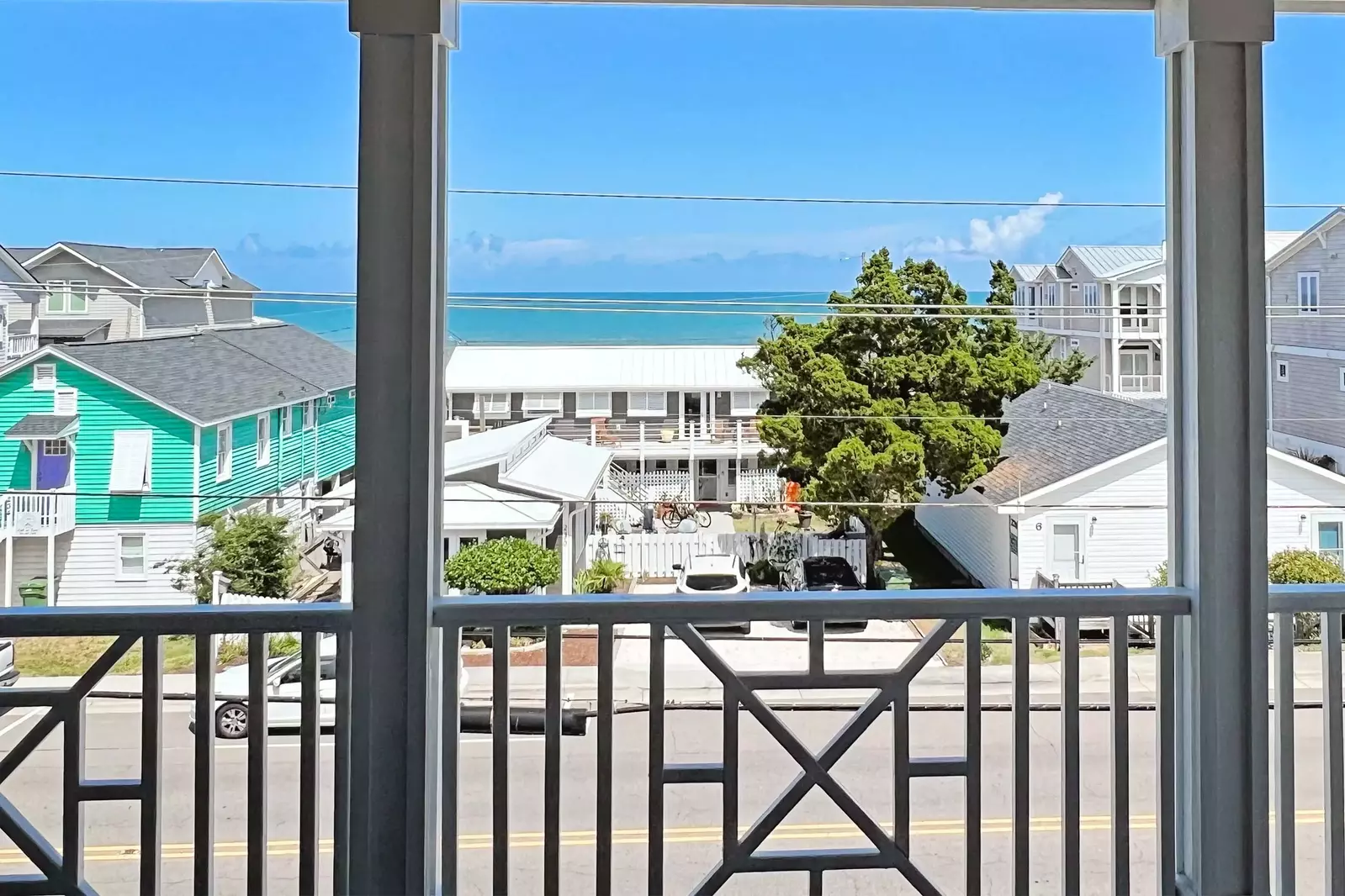 The spacious top floor deck provides an ocean view