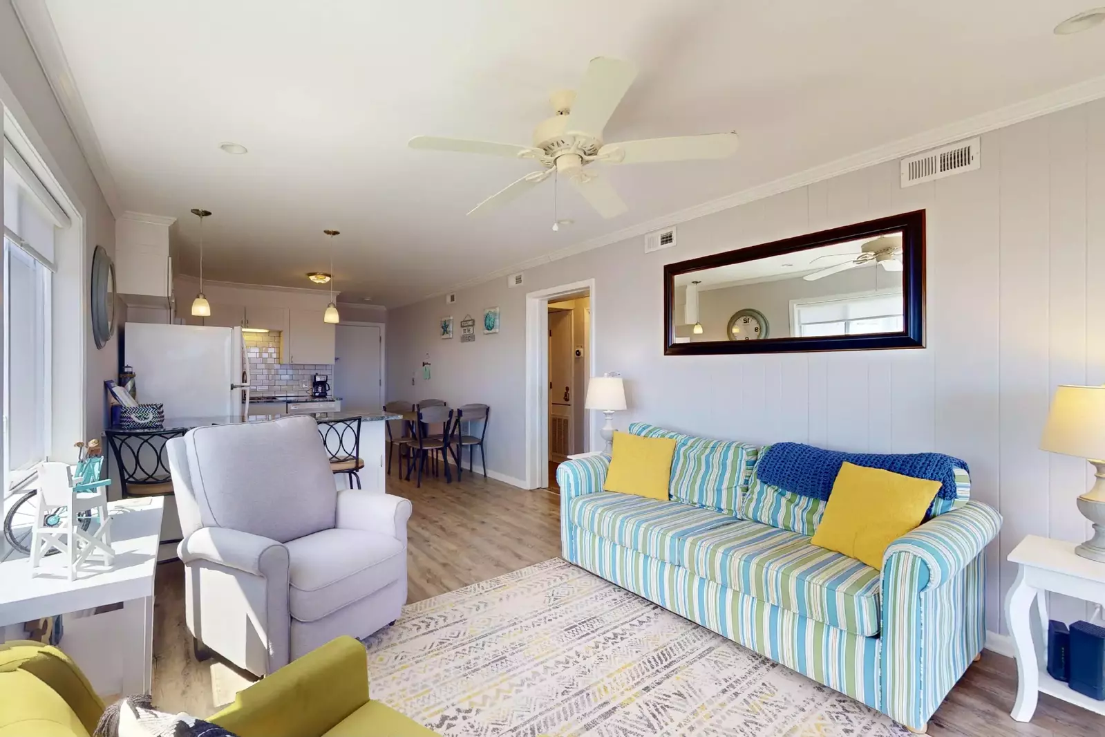 Open concept kitchen, dining and living room