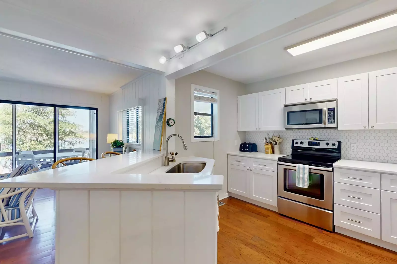 Begin the day at the breakfast bar in the newly remodeled kitchen and discuss your plans for the day!