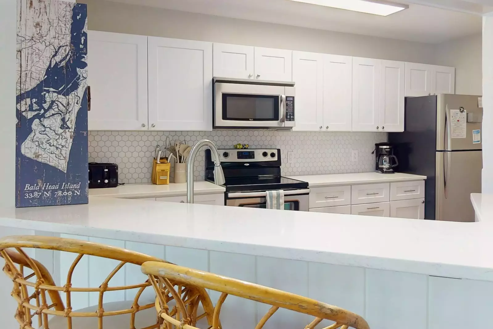 The brand new kitchen is bright and airy