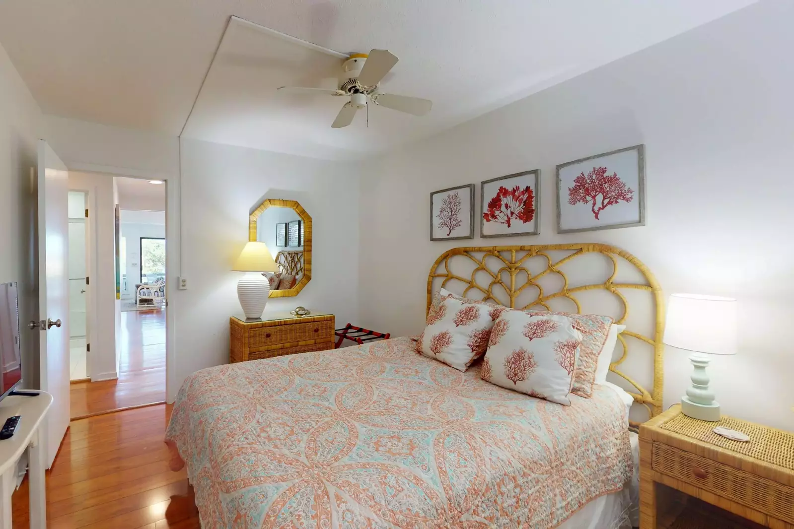 The second bedroom features a queen sized bed