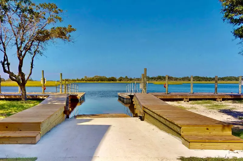 The nearby launch and docks