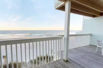 You can't get much closer to the beach than Sand Castle, what a view from the large deck!
