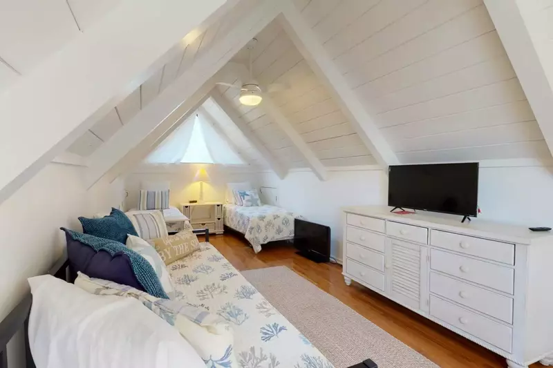 The kids can have their own time in the loft playing games or watching TV