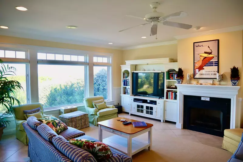 The main living area has great ocean views and a large screen TV