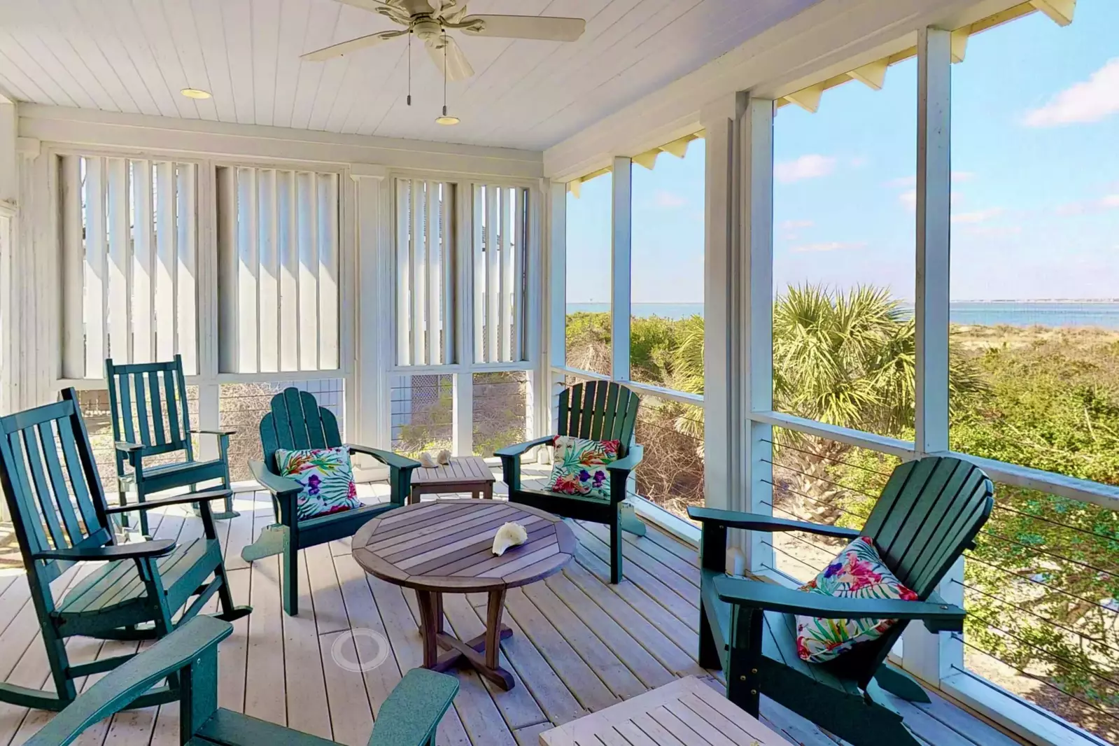 Plenty of seating to enjoy the decks and see/hear the ocean nearby