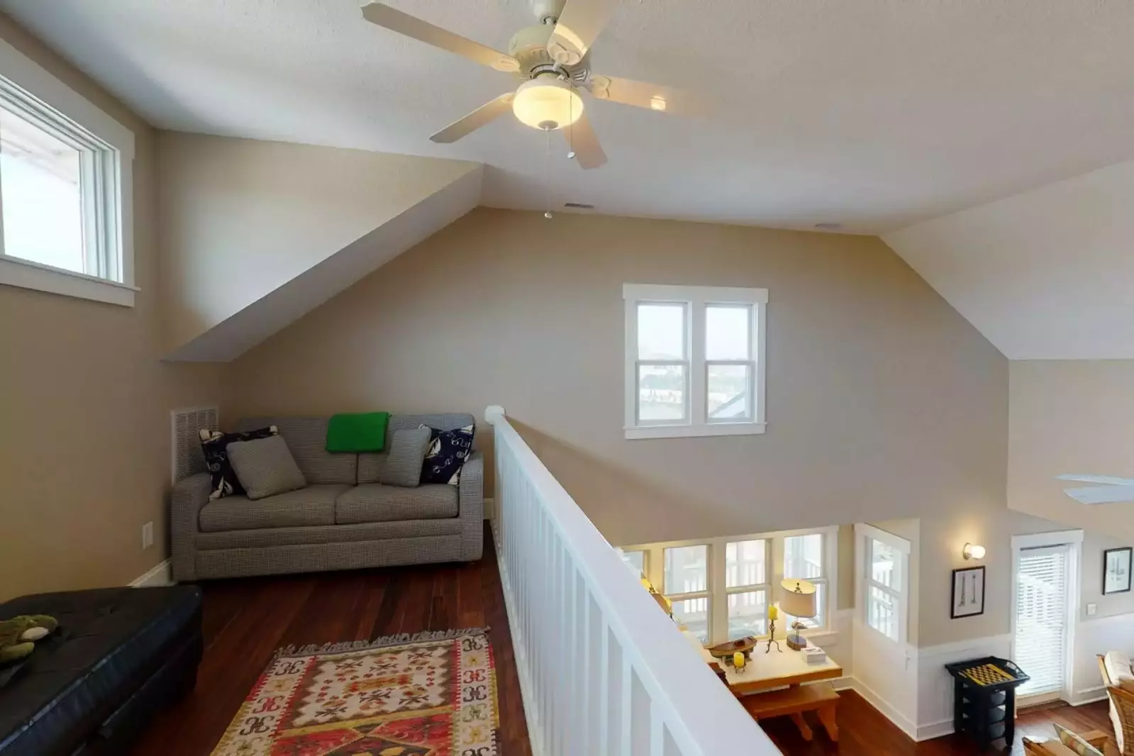 Upstair loft has a great seating area and a couch that pulls out for a backup full bed