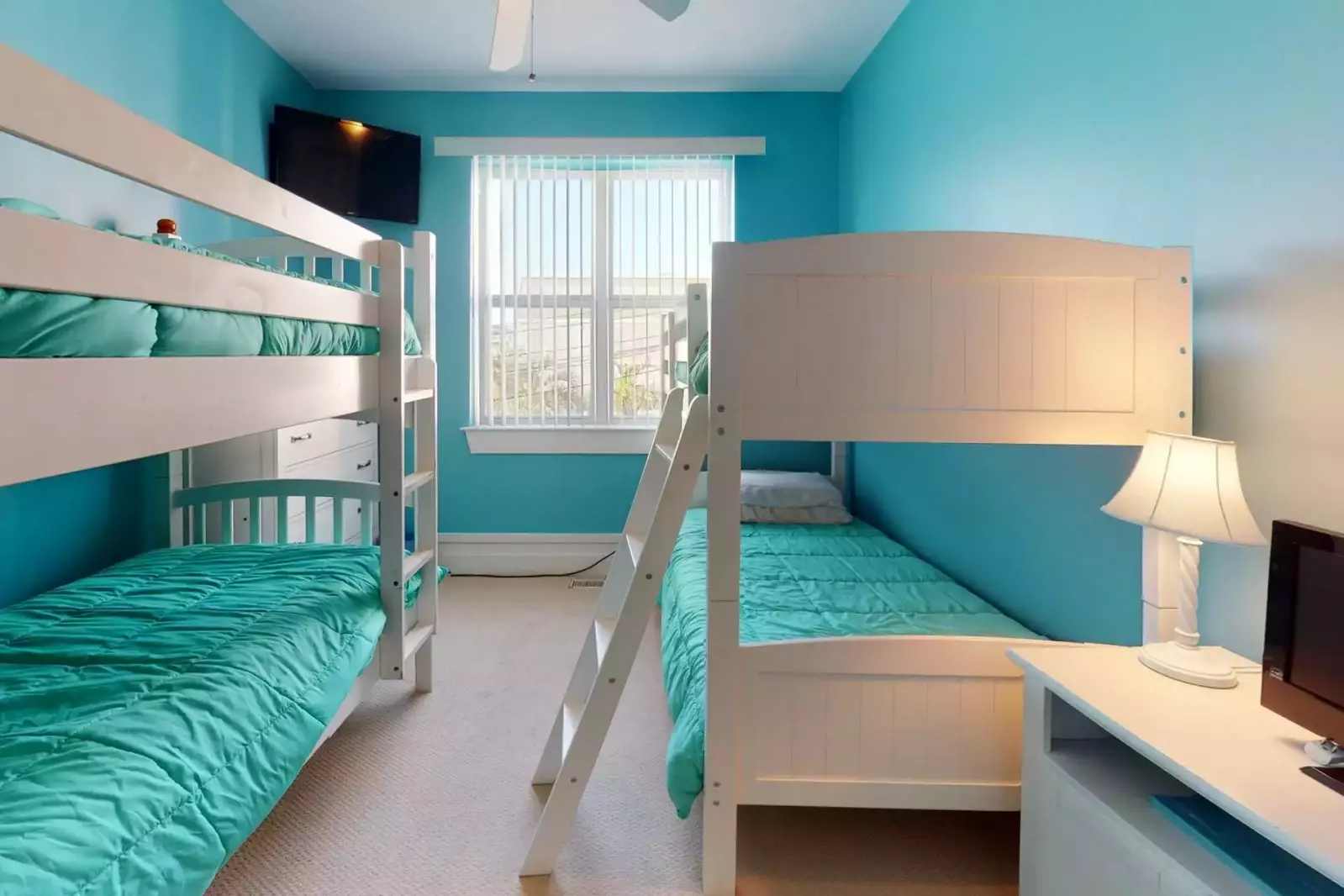 The bunk bed room has a large Roku TV, perfect for the kids to wind down in the evening