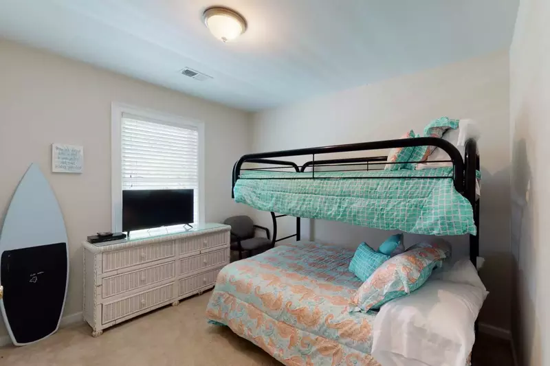 The 3rd bedroom is perfect for the kids with a full bed on the bottom and twin on top