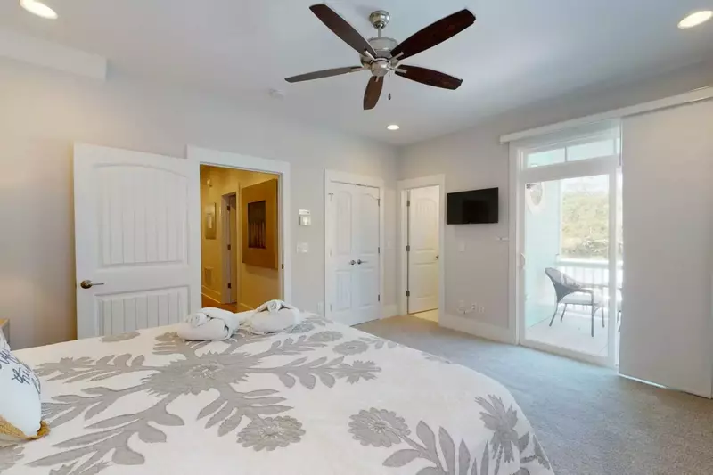 2nd floor master has a King bed, private deck and in-suite bathroom