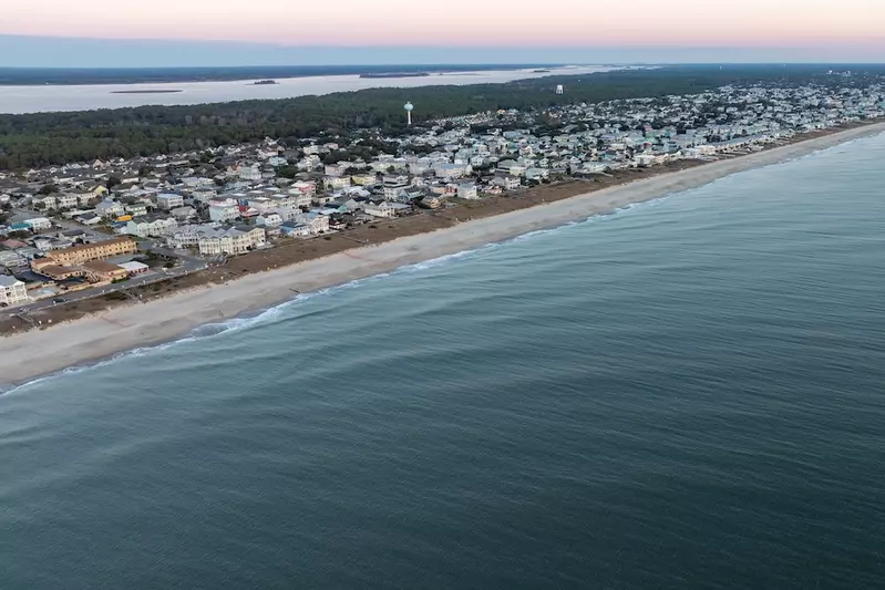 coastline with houses at Kure Beach
