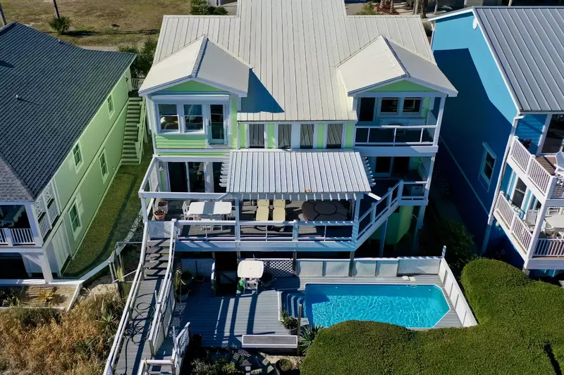 Enjoy the ocean front views and private pool at Seaside Kure Beach