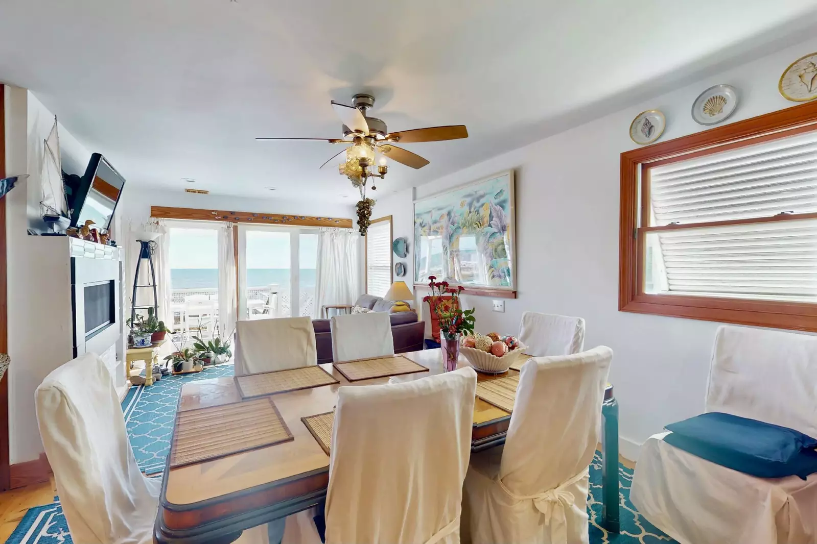 The dining area and another small living room are just off the kitchen