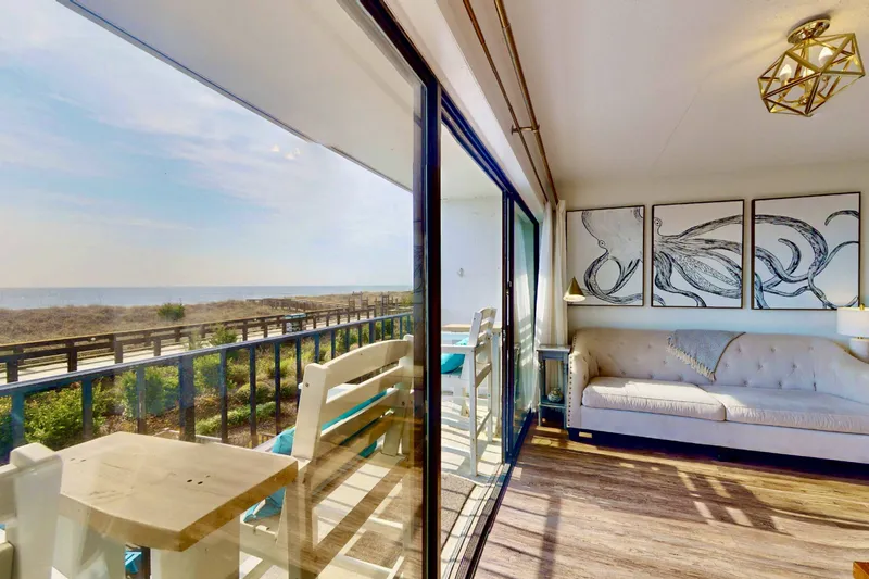 Enjoy an ocean view in this modern living room