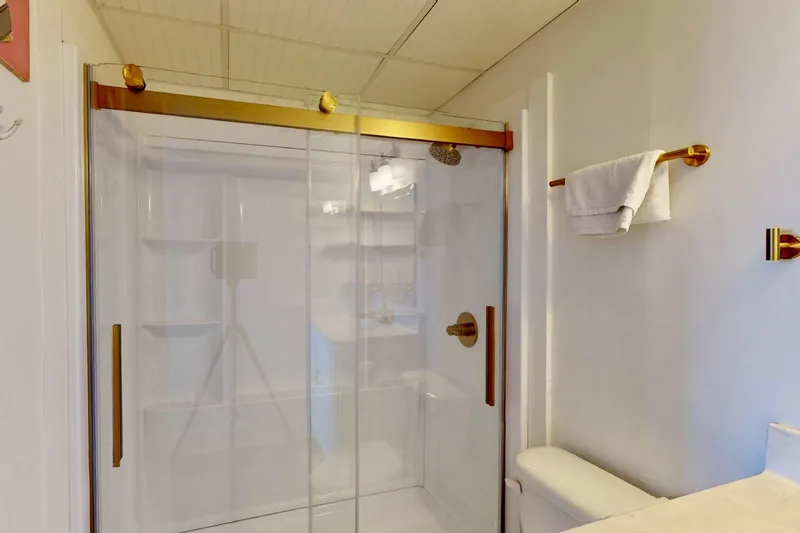 Newly updated en-suite bathroom with a large walk-in shower