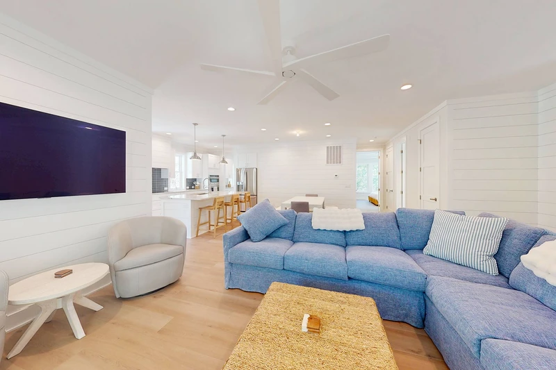 You'll feel right at home on this sectional and can easily have game night on the large coffee table