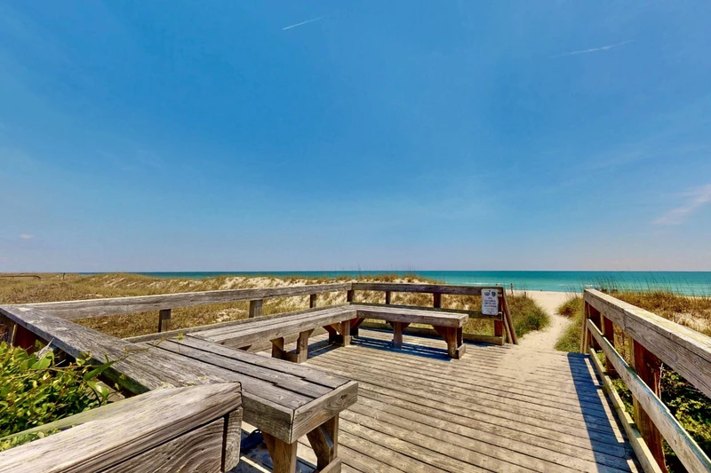 The nearby beach walkway