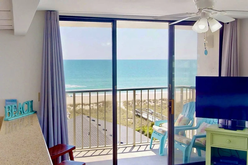 Sip your coffee or a cocktail while enjoying the sights and sounds of the ocean