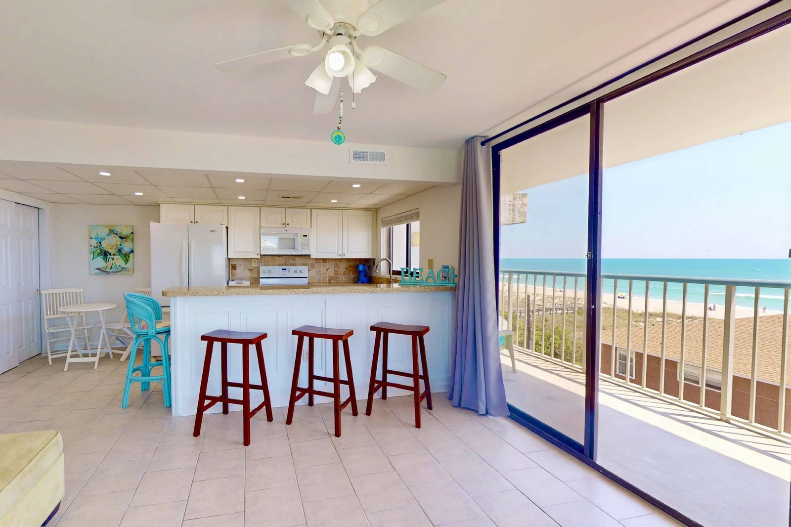 An open floor plan allows you to be together while cooking, eating or watching tv