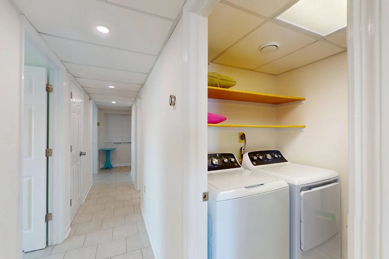 Beachside Bliss has a laundry room with a full size washer and dryer
